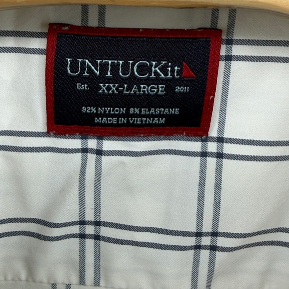 UNTUCKit Mens XX Large White Blue Plaid Button Down Shirt Long Sleeve - Picture 4 of 7